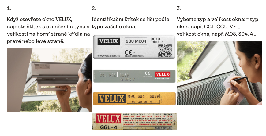 Kde najít štítek Velux